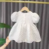 Bowknot Mabon Girls Dressings Детки летние платья с коротким рукавом новорожденное детское платье с ореологическим вырезом летние платья принцессы для девочек повседневные G220518