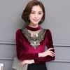 Blouses -shirts voor dames dame lange mouw blouse warm ronde kraag shirt fluweel verdikking pleuche render kleding kledingstuk ongeveld boven bovenste plus maat B9