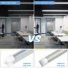 JESLED T8 Integrated 6000K LED Tube Lights 4FT 45W Cold White Transparent Cover D Shaped Tubes Light Shop Garage Office