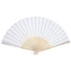 12 Pack Hand Håller fans Fest Favor White Paper Fan Bamboo Folding Fans handhållna vikta för Church Wedding Gift244H291V2418356