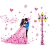 Muurstickers cartoon paren sticker pvc materiaal diy rode rozen stickers voor woonkamer bruiloft decoratie pegatinaswall