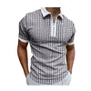 Moda Slim Fit Stripe Print Polos Tshirts para Summer Men Zipper Lapel Designer Splice Color Camisetas de pólo de manga curta ZZPL61-70