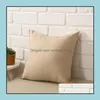 Taie d'oreiller Fournitures de literie Textiles de maison Jardin Ll Taie d'oreiller Couleur Pure Polyester Blanc Er Coussin Décor Pil Dh0Vy