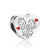 925 Sterling Srebrny Dangle Charm Kobiety Koraliki wysokiej jakości prezent biżuterii hurtowa Europejska kocham moją rodzinną mamę babcia lock heart bead fit fit bransoletka pandora