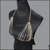 Andere strass Crystal Bikini beha bovenste borst Belly Tassel Chains crossover Harness ketting Body Jewelry Festival Party Eer Up Drop Delivery