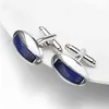 Mens franska tröja smycken blå bil länkar högkvalitativa emalj manschettknappar gåva till killar barn