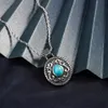 Collana Ciondolo con motivo circolare turchese vintage per donna Uomo Elegante regalo di gioielli