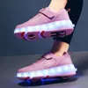 Sepatu Roller Skate Sneakers 4 RODA UNTUK ANAK LAKILAKI HADIAH SEPATU BOT MAINAN ANAKANAK LAMPU KILAT LED KASUAL OLAHRAGA MODIS ANAK 220611