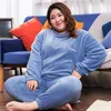 Ropa de dormir para mujer Invierno Cálido Coral Fleece Pijamas Conjuntos Long Slee 220823