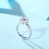 925 STERLING Silver1ct 2CT 3CT Klasik Stil Elmas Takı Moissanite Yüzük Kadınlar İçin Düğün Yıldönümü Yüzüğü