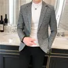 Men's Suits & Blazers 2022 Plaid Blazer Men Printed Suit Jacket Male Korean Style Slim Fit Casual Fashion Trend Dress Asias Size S-3XL