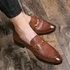 Men Shoes Loafers Fashion PU Leather Solid Round Toe Flat Heels Classic Office Professional Comfortable Slip on Casual DH838
