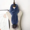 Winter Fur Scarf Shawl Real Rex Rabbit Neckerchief Fox Pom Pom Warm Ski Travel