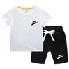 Summer Children's Brand Logo Print Set Sports Basketball Outfits Boys 'Short Sleeved Suit Blue Black Clothes Barn Tracksuit