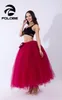 Jupes faites à la main Stock vin rouge plissé Maxi Tulle femmes élégantes grande balançoire longue taille haute adulte Tutu jupesjupesjupes