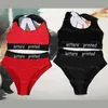 Mode lettres imprimées bikinis femmes rembourrées maillot de bain divisées femmes surfer sur la plongée maillots de bain d'été plage maillot de bain