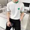 2022 Brandkleding Heren Summer Casual breien t-shirt/mannelijke slanke fit set head gebreide shirts o-neck uitgerekte T-shirt homme y220606