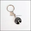 Arts And Crafts Natural Stone Keychains Tree Of Life Key Rings Sier Color Healing Crystal Car Decor Keyrings Keyholder Fo Sports2010 Dhzgp