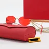 Rote, ovale Mode-Sonnenbrille, Designer-Damen-Strandsonnenbrille mit Farbverlauf, klassisch, rahmenlos, für Männer, Gold, Sinn für Luxus, Herren-Sonnenbrille, trendige kleine Brillenfassung, heiß