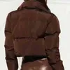 Zimowe damskie kurtki gęste płaszcz brązowy długie rękaw stał stał płaszcza elegancka fashoin warstwowa odzież damskie płaszcze l220730