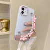Perle Fleur Bracelet Téléphone Cas DIY 3 en 1 Pour iPhone 14 Pro Max 13 11 12 Mode De Luxe TPU Couverture En Silicone Soft Shell Antichoc Anit Fall