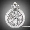 TFO Pocket Watch Silver Hollow Petals Surround Dancing Mermaid Design Pendant Ladies Fashion Gift Necklace232a275C9640431