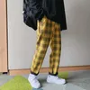 Privathinker Harajuku erkek Harem Pantolon Kore Streetwear Adam Siyah Sarı Ekose Hip Hop Erkek Damalı Pantolon 220325