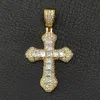 Shining Diamond Stone Cross Pendants Necklace Jewelry 18K Real Gold Plated Men Women Gift Religious Jewelry6388893