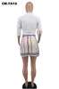 CM.YAYA Elegant Women's Set Print Tie Hem Shirt and Draped A-line Paisley Stripe Skirt 2022 Two 2 Piece Set INS Outfits Summer 0621