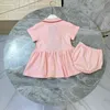 Vestito a maniche corte estivo rosa da bambina design classico a righe piccolo intimo due pezzi gonna di alta qualità abbigliamento per bambini G220810