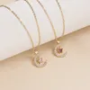 Fashion Birthstone Necklaces For Women 12 Months Crystal Star Moon Pendant Chain Men Trendy Birthday Party Jewelry Gift