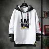 Contraste cor streetwear hoodies homens marca tops preto branco moletom hip hop cool patchwork pullover 3/4 manga 220402