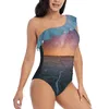 Badeanzug-Anzug, einteilig, hoher Schlitz, sexy, dreieckig, enger T-Linien-Bikini, Material, Nylon-Textur, Farbstil, natürlicher Badeanzug