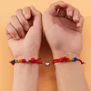 12Set Magnetic Couple Bracelet For Lover Heart Match Women Men LGBT Rainbow Knot Rope Bracelets Make a Wish Card Jewelry