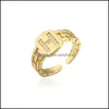 Band Rings Jewelry Fashion A-Z Letter Ring Hip Hop Iniciais de ouro ajustável Nome da declaração CZ Declaração para Mulheres Garota Drop Delt 2021 x0vfp
