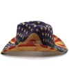 Basker vår sommar papper halm västerländsk cowboy cowgirl hatt för kvinnor män bred grim utomhus strand rese solskydd med bälte