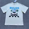 Maglietta Rhude Uomo Donna Alta qualità Miami Station Limited Maglietta con stampa a tema