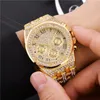 Relojes de lujo para hombre, relojes de pulsera de cuarzo de acero inoxidable y oro con diamantes completos, reloj de regalo, reloj Masculino 220329