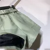 Cinturón incluido estilo coreano cintura alta Pu cuero pantalones cortos mujer Otoño Invierno botín 220427