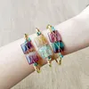 Bangle Fluorite Healing Stones Bracelet Adjustable Wire Wrapped Square Shape Natural Cuff BangleBangleBangle Inte22