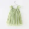 Abiti firmati per bambini Ragazze Fairy Tulle Garza Abiti Fly Sleeve Net Halter Dress Pompous Princess Dance Dress Summer Boutique Abito da ballo elegante