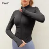 Peeli Long Sleeve Sports Jacket Women Zip Fitness Yoga Shirt Winter Warm Gym Top Activewear Running Coats Workout Clothes Woman 220727