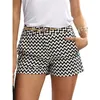 Bigsweety Fashion Plaid Shorts Woman Summer Black and White Mid Waist Casual Pocket Straight 220629