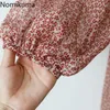 Casual Dresses Nomikuma Slim Waist Lace Up Chiffon Dress Women Floral Print V Neck Long Sleeve Vintage A Line Korean Vestidos 3a489