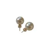 Boucles d'oreilles en perles d'eau douce naturelles, en argent Sterling 925 véritable, perle blanche de culture pour femmes
