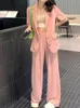 Kvinnors tvåbitar byxor Kvinnor Summer Casual Business Blazer Pantsuit Office Lady Elegant Slim Trousers Passar Femme Fashion Korean Outfits Pie