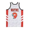 Hommes Série TV Film Jersey Un Monde Différent 9 Dwayne Wayne Basketball Uniforme Blanc Couleur Hip Hop Broderie Et Cousu Pour Les Fans De Sport HipHop Haute / Qualité Supérieure