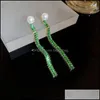 Dangle Chandelier Earrings Jewelry Fashion Emerald Pearl Crystaltassel Pendant For Women Vintage Design Dhmsw