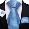 Açık Mavi Katı İpek Düğün Nicktie Erkekler İçin Hanky ​​Cufflink Tie Set Business Party Dropshipping Yenilik Tasarım