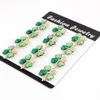 Smyckesuppsättning med 12 st Crystal Green Leaf Brosch Lapel Pins Kläd smycken Tillbehör